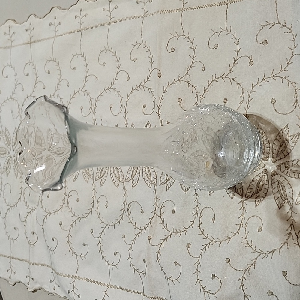 Clear crackle glass vase